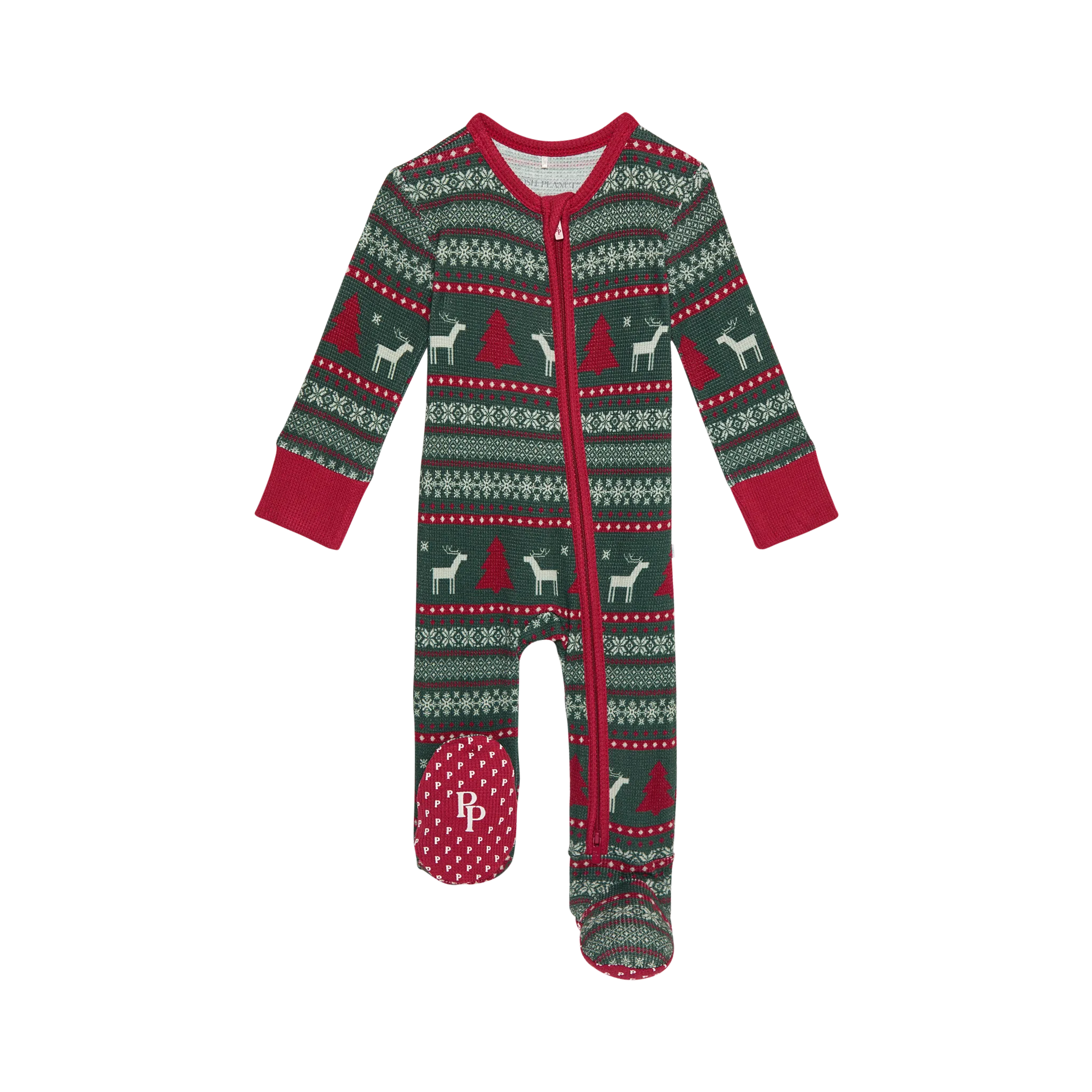 Posh Peanut Holiday Fair Isle Footie with Zipper