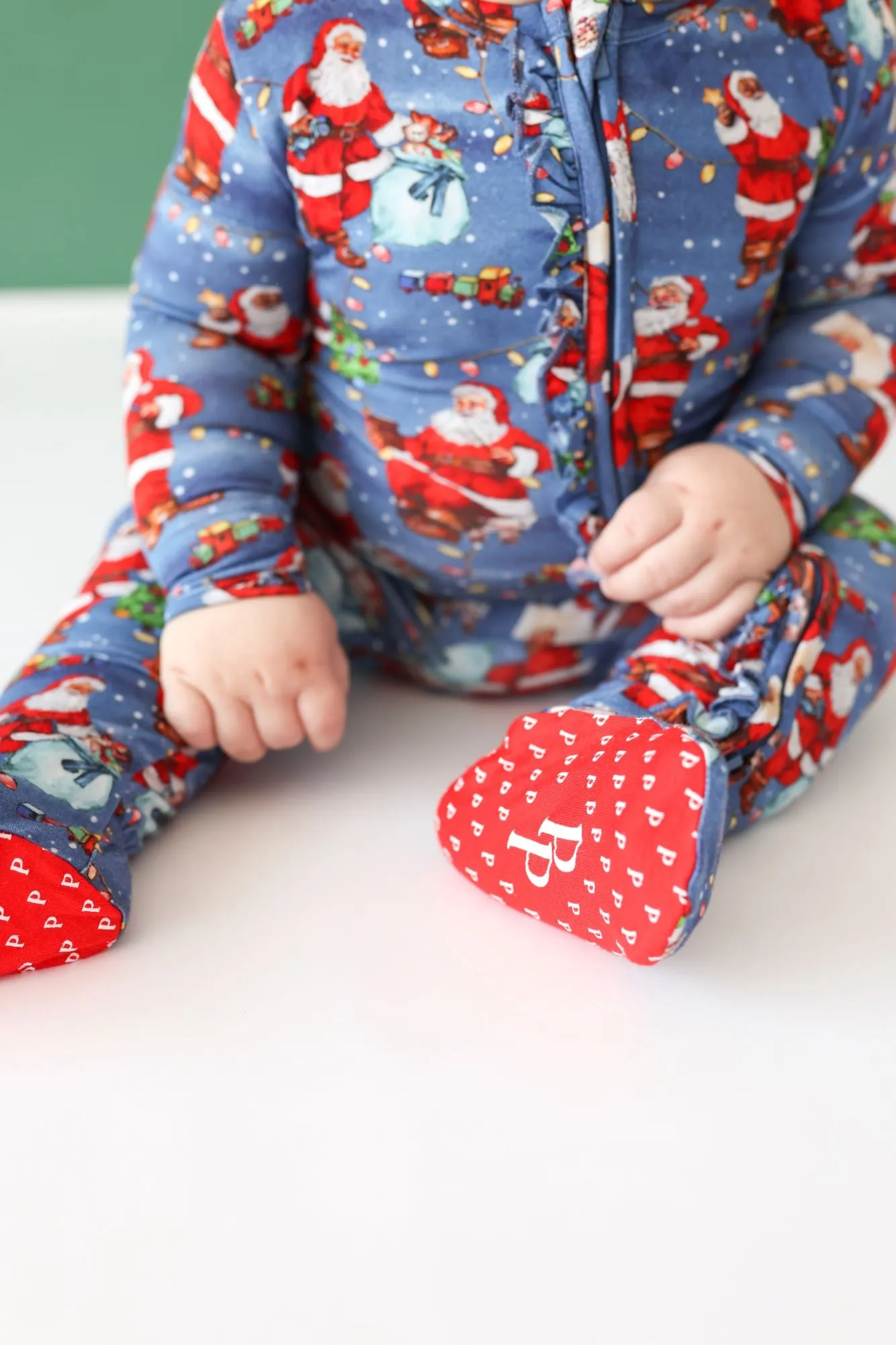 Posh Peanut Santa Claus Ruffled Zippered Footie