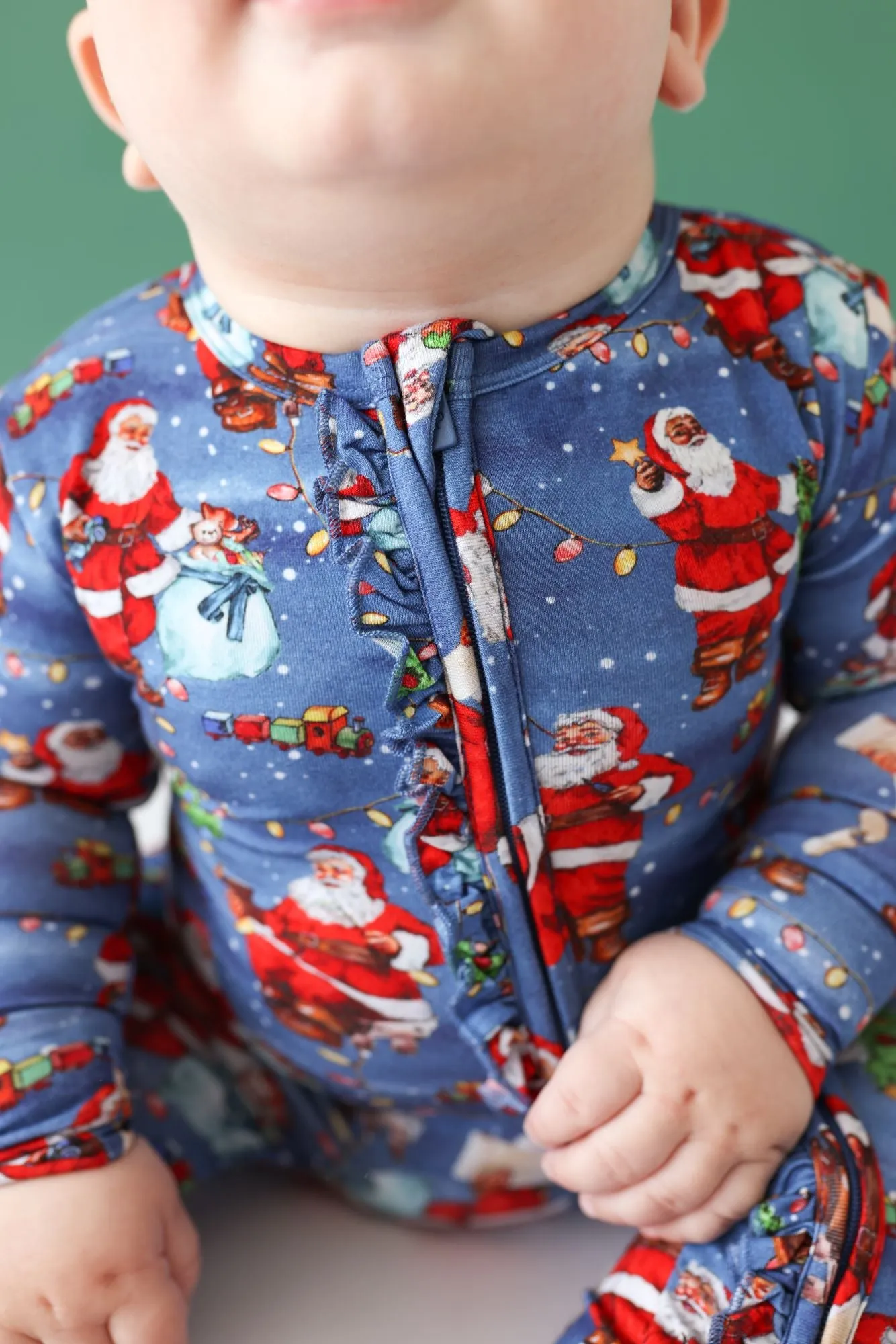 Posh Peanut Santa Claus Ruffled Zippered Footie