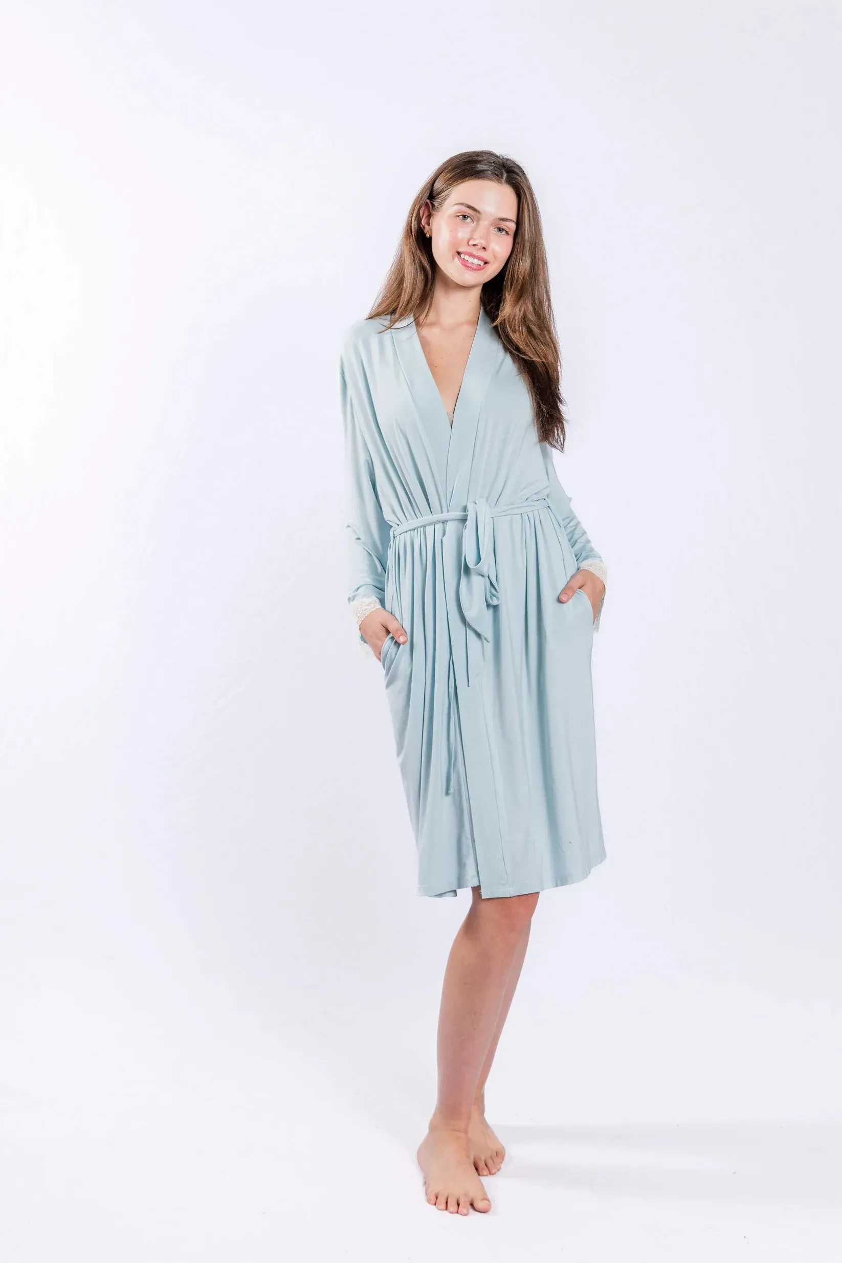 Powder Blue Lace Robe