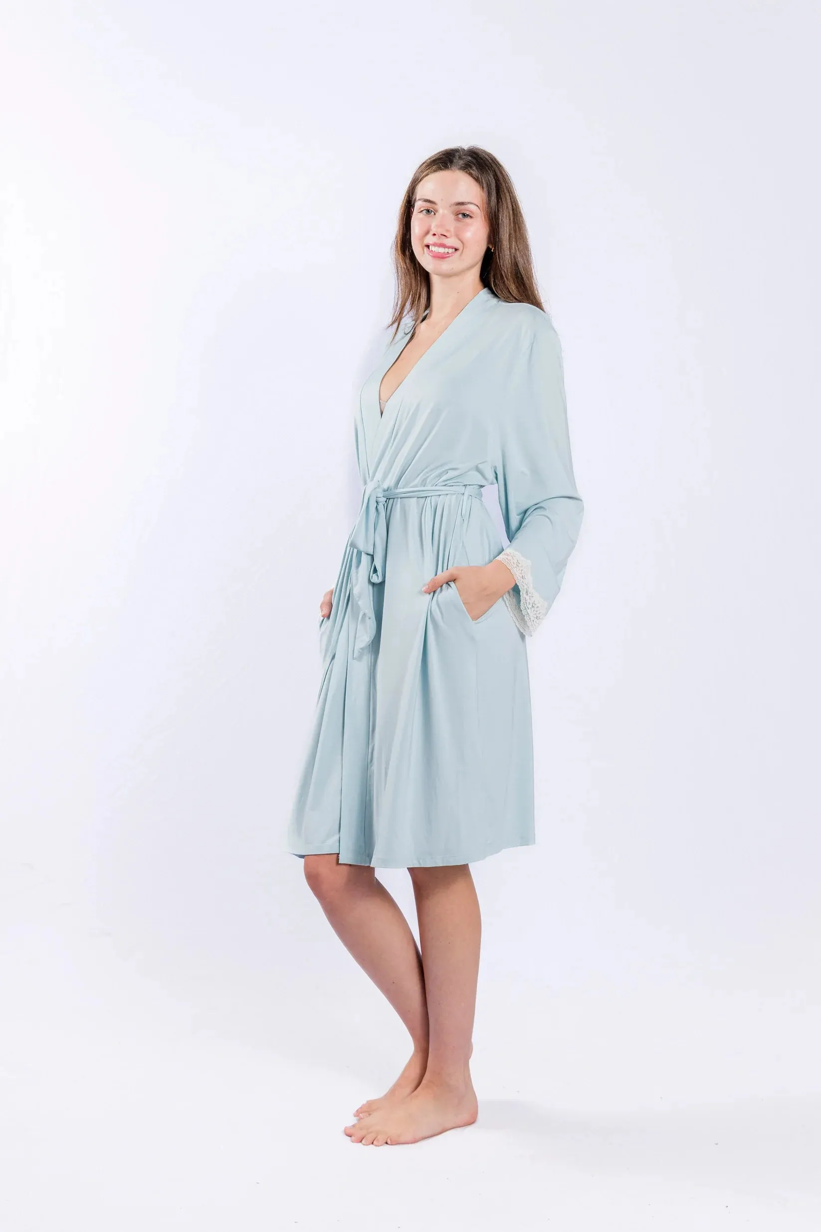 Powder Blue Lace Robe