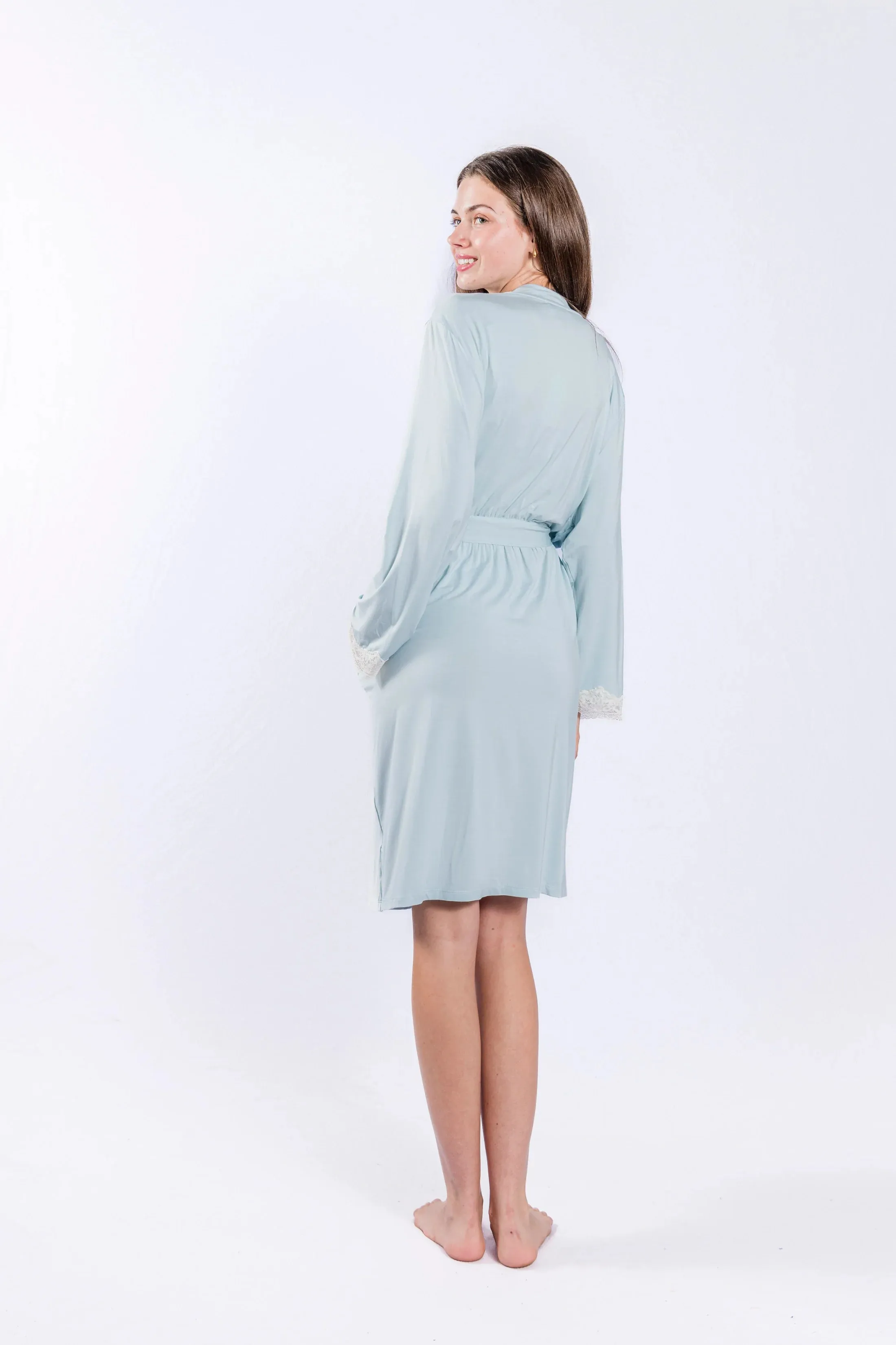 Powder Blue Lace Robe