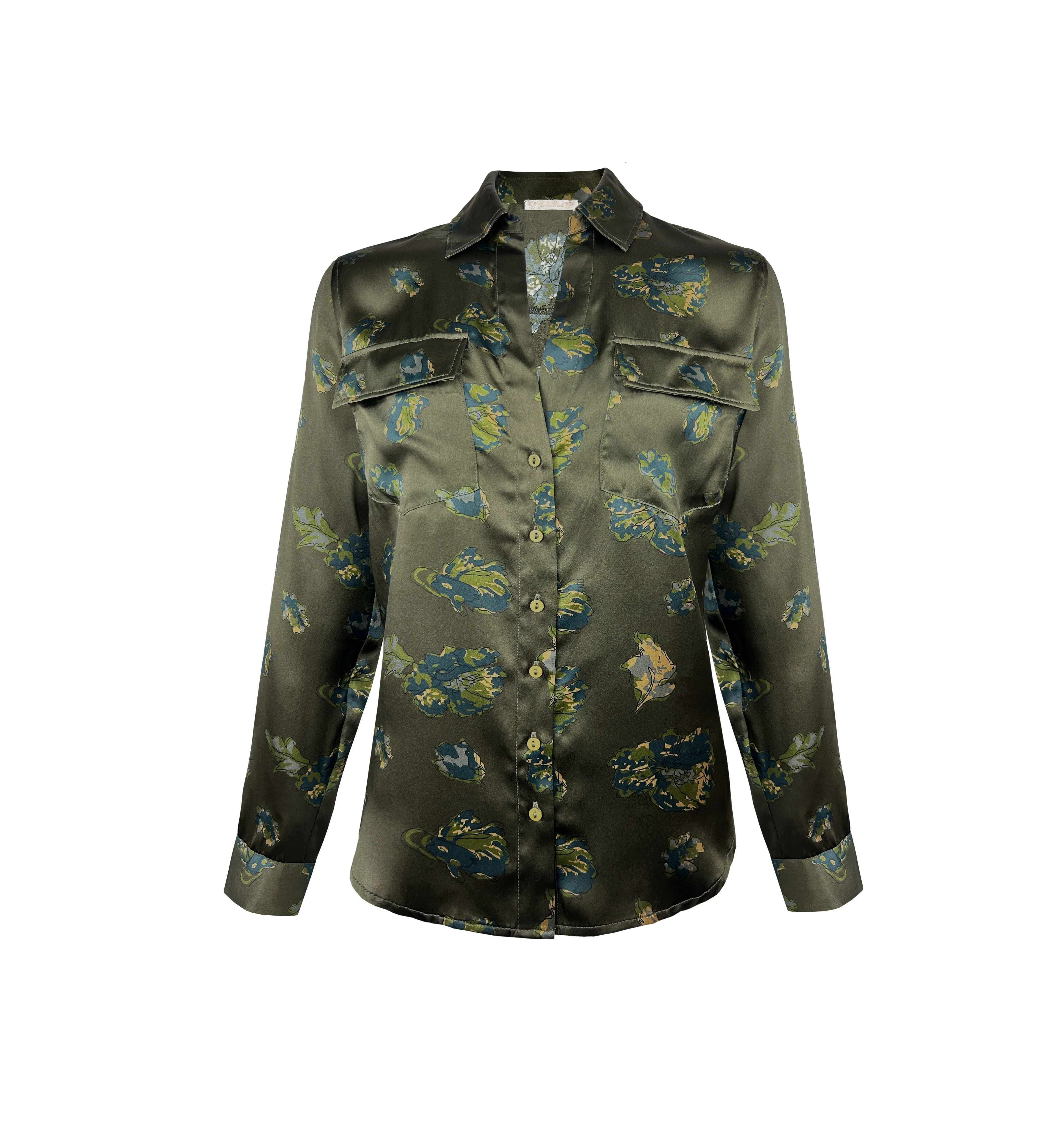 Printed Two-Pocket Shirt Moss Flora Garden Print