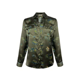 Printed Two-Pocket Shirt Moss Flora Garden Print