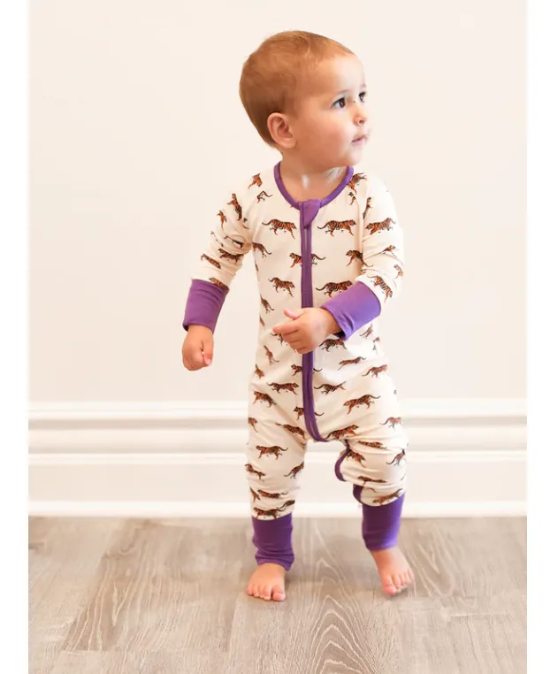 Purple Tiger Zipper Coverall