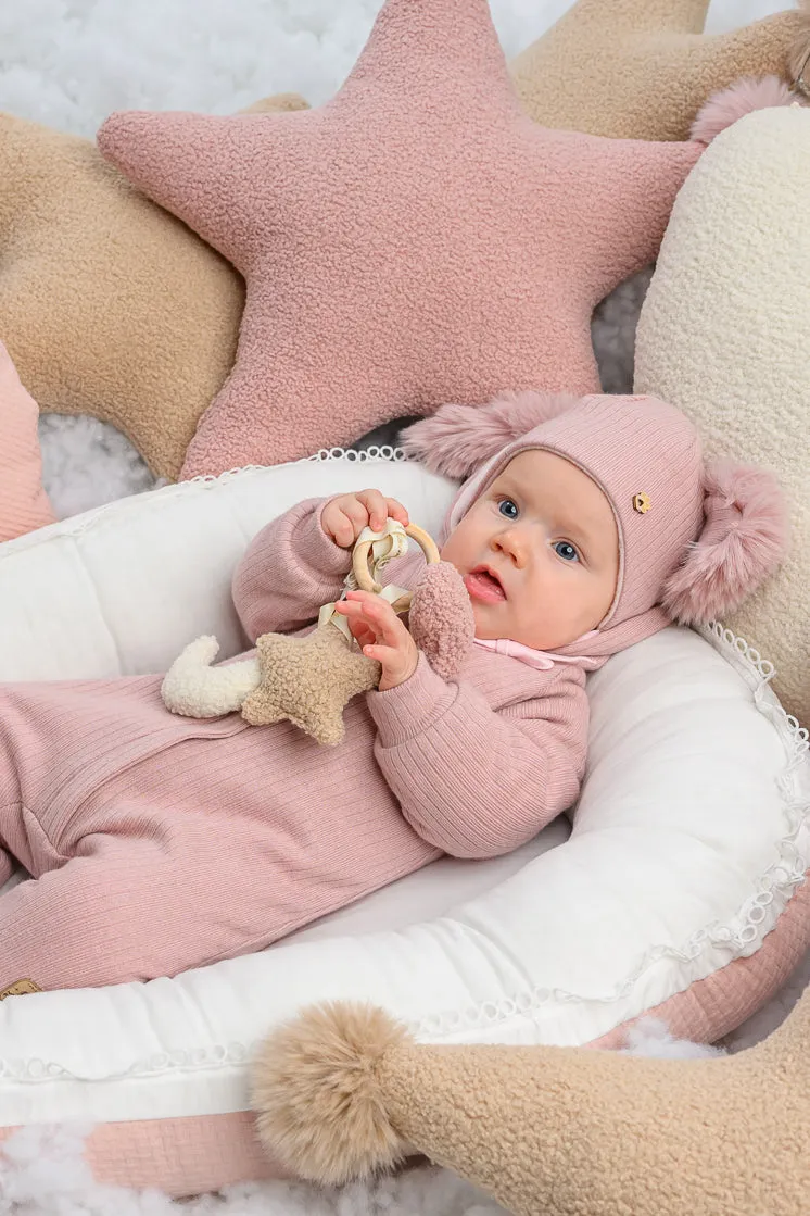 "Kirby" Ribbed Faux Fur Bunny Ear Romper
