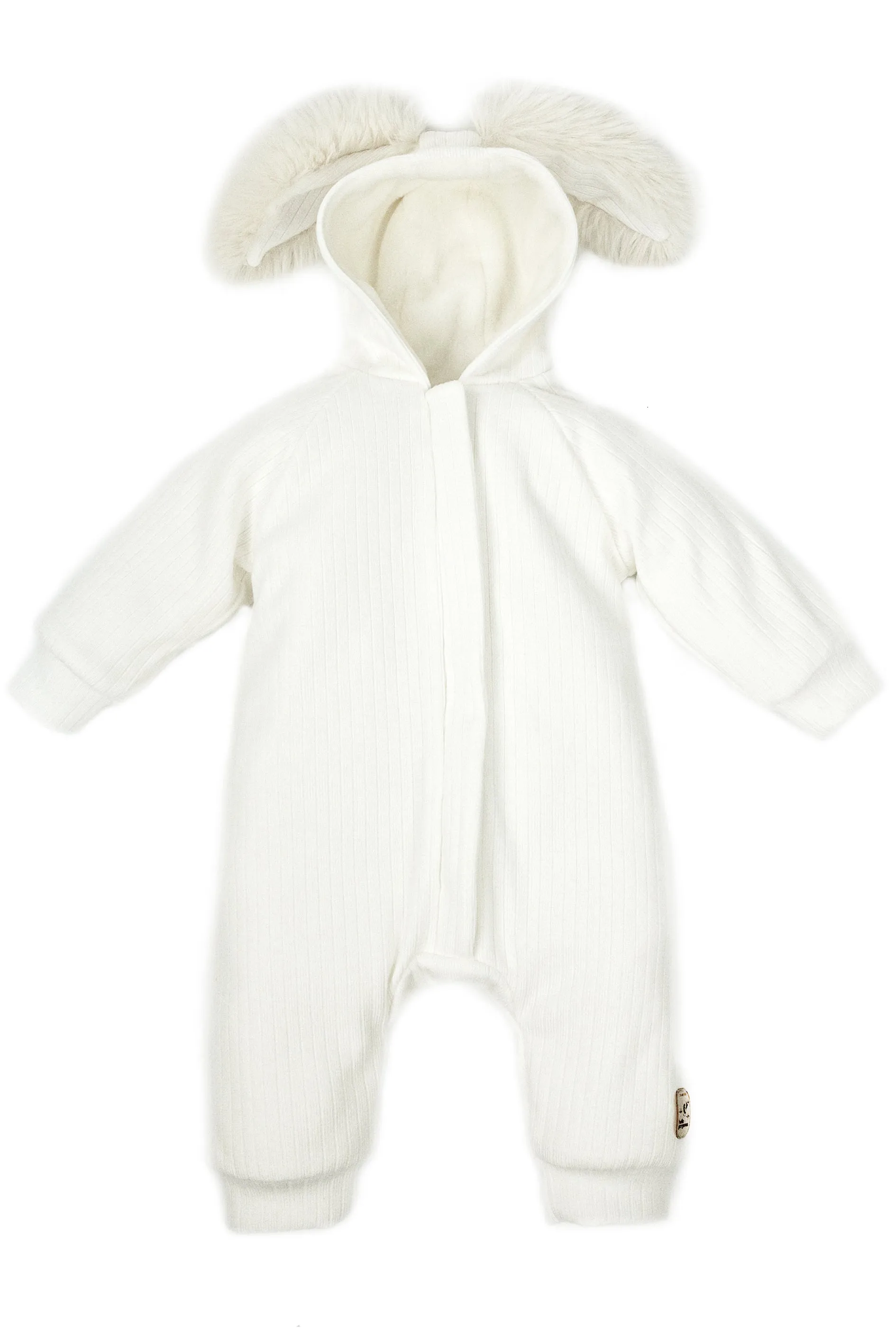 "Kirby" Ribbed Faux Fur Bunny Ear Romper