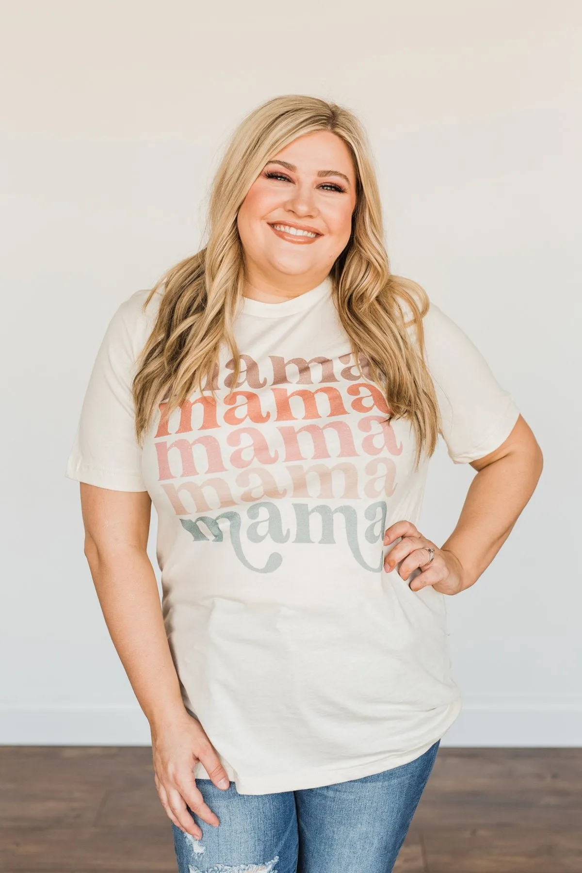 "Mama" Colorful Graphic Tee- Cream