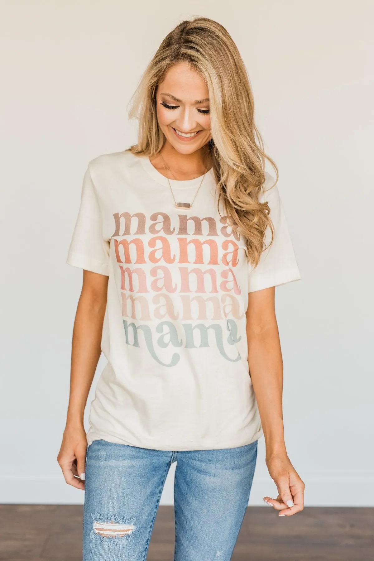 "Mama" Colorful Graphic Tee- Cream