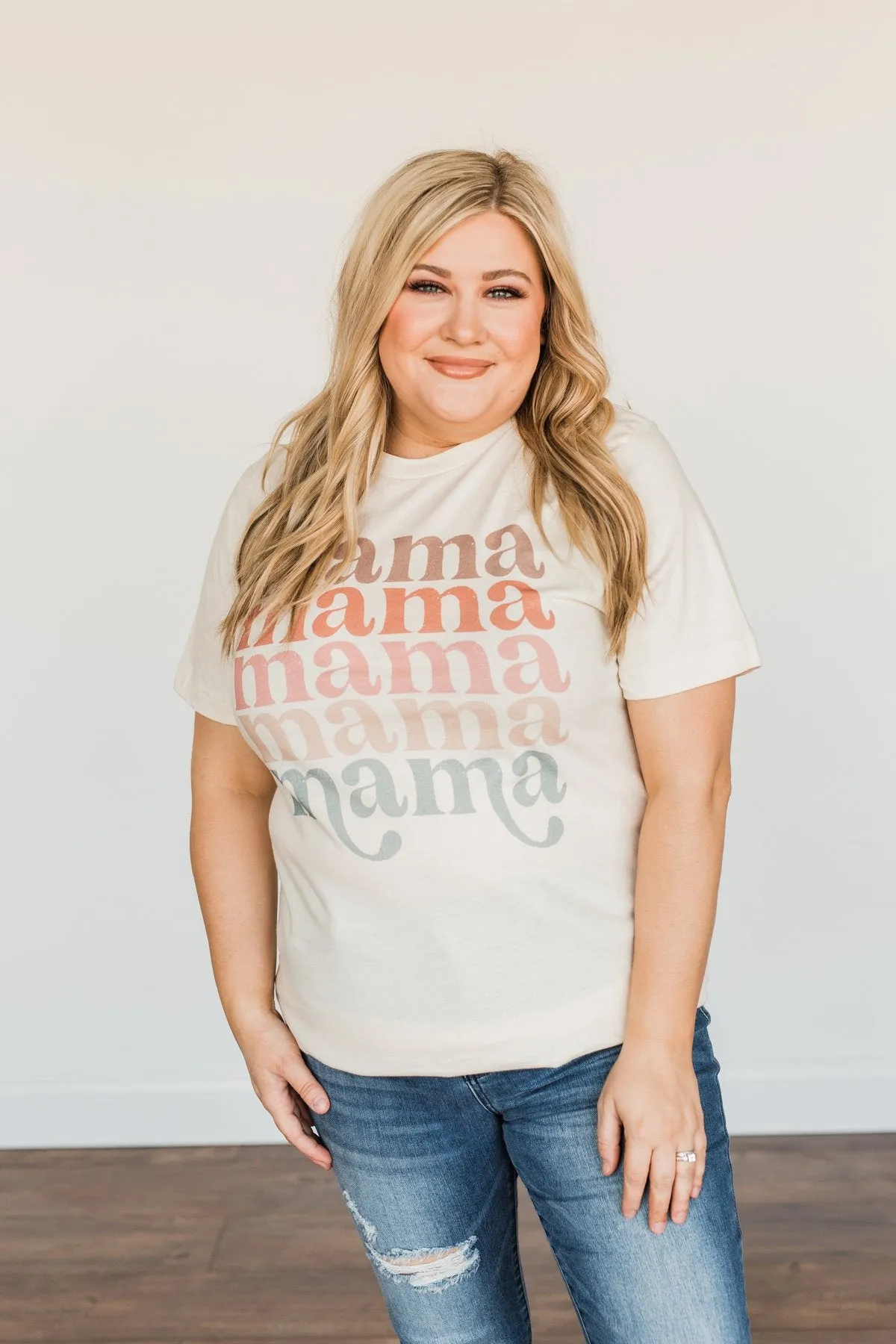 "Mama" Colorful Graphic Tee- Cream