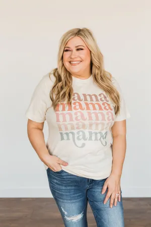 "Mama" Colorful Graphic Tee- Cream