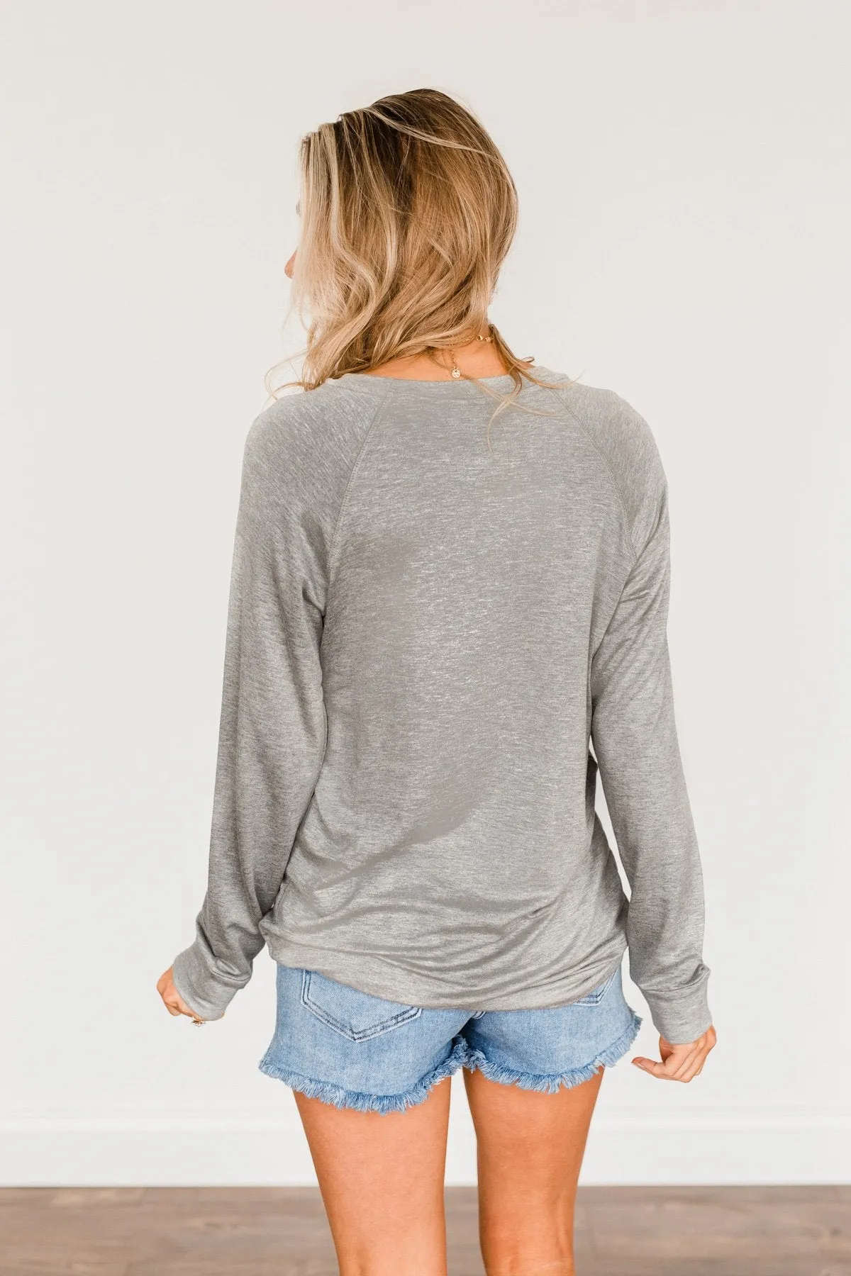 "Midwest" Long Sleeve Graphic Top- Grey