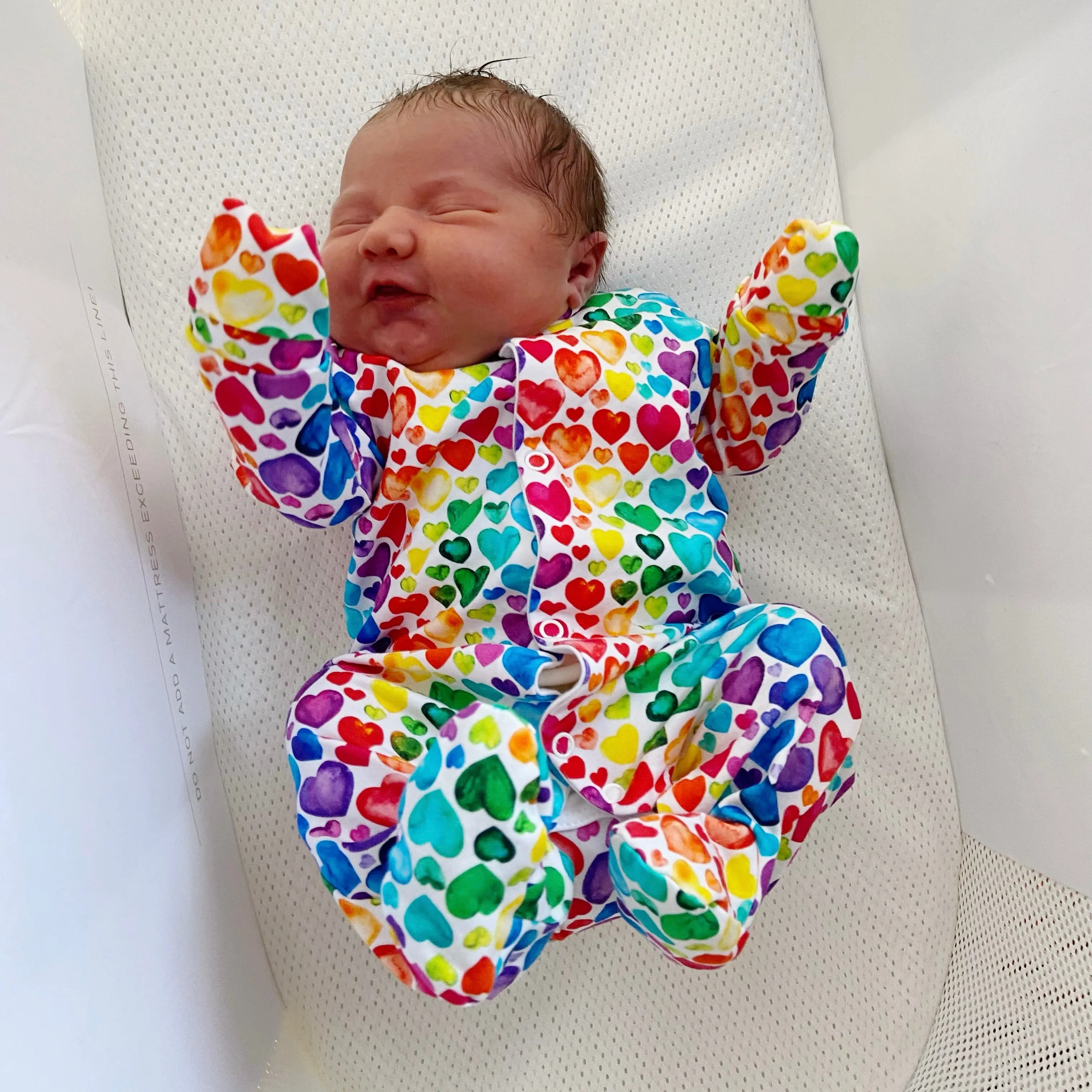 Rainbow Heart cotton Sleepsuit