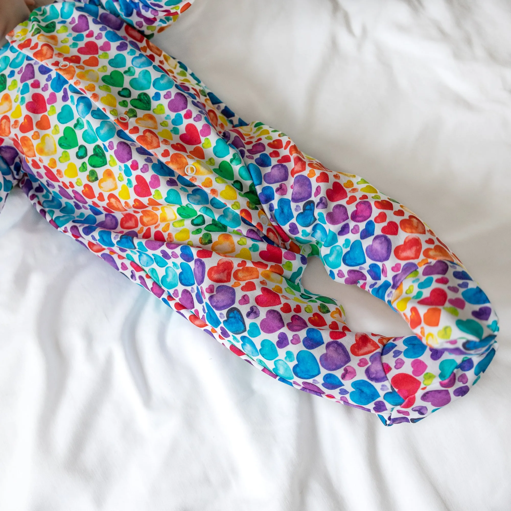 Rainbow Heart cotton Sleepsuit