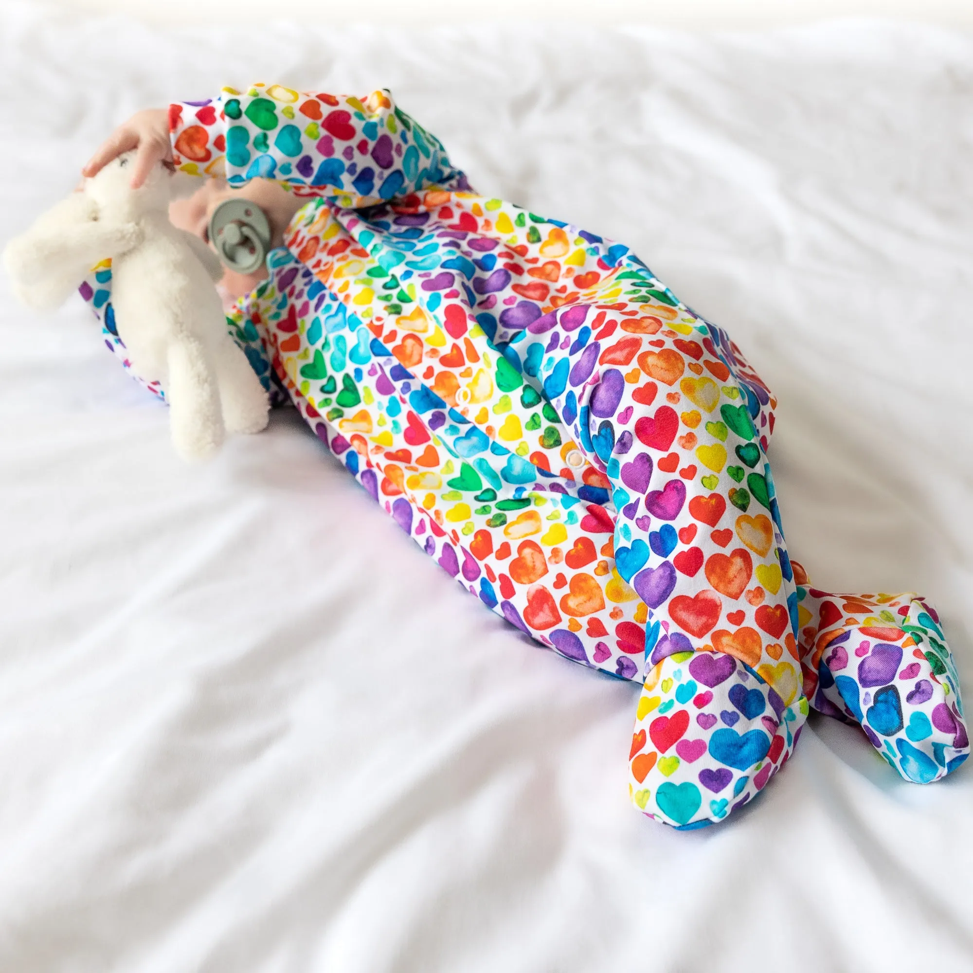 Rainbow Heart cotton Sleepsuit