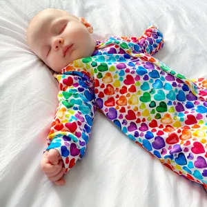 Rainbow Heart cotton Sleepsuit