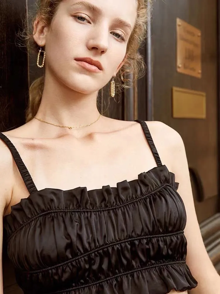 Rienne Rusched Bustier Cami Top - Black