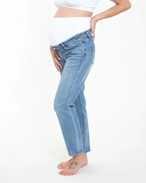 Ripe Maternity Hunter Over Bump Crop Jean Vintage Wash