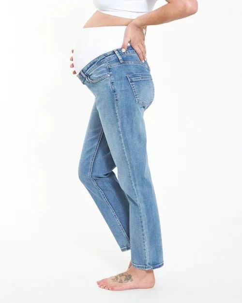 Ripe Maternity Hunter Over Bump Crop Jean Vintage Wash