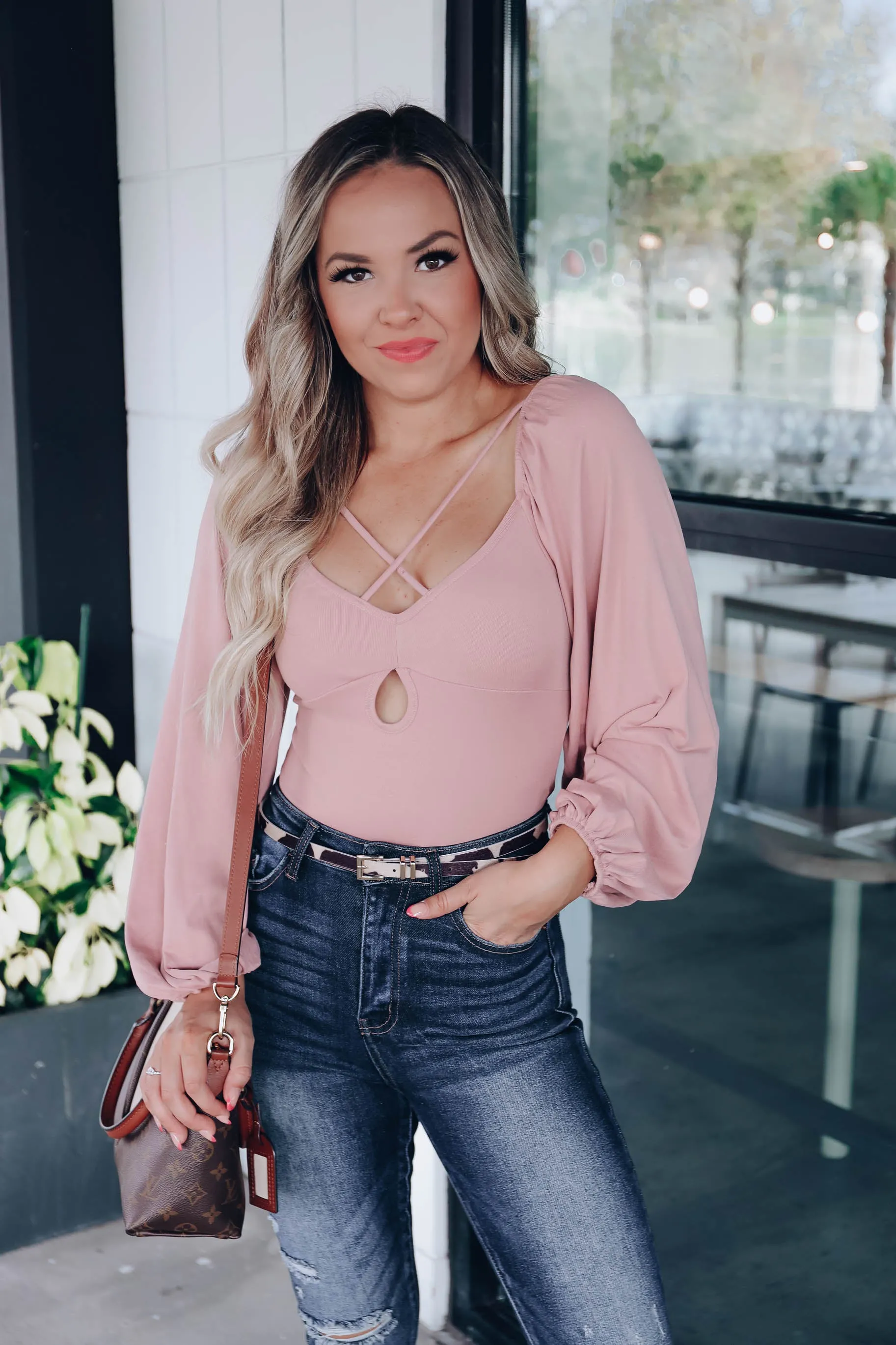Rumor Crisscross Neckline Bodysuit