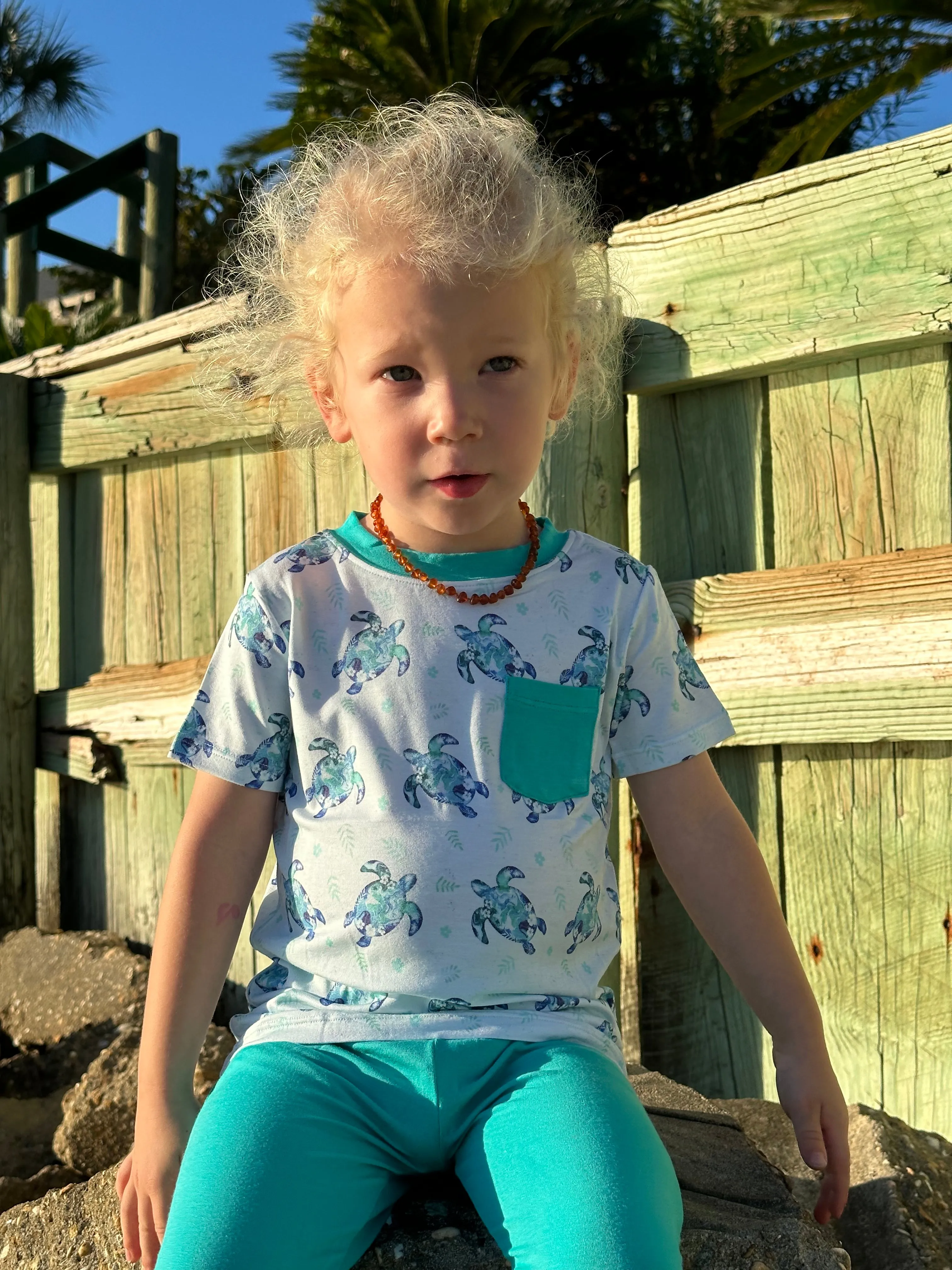 Sea of Turtles | Bamboo Toddler & Kids Pocket T-Shirt