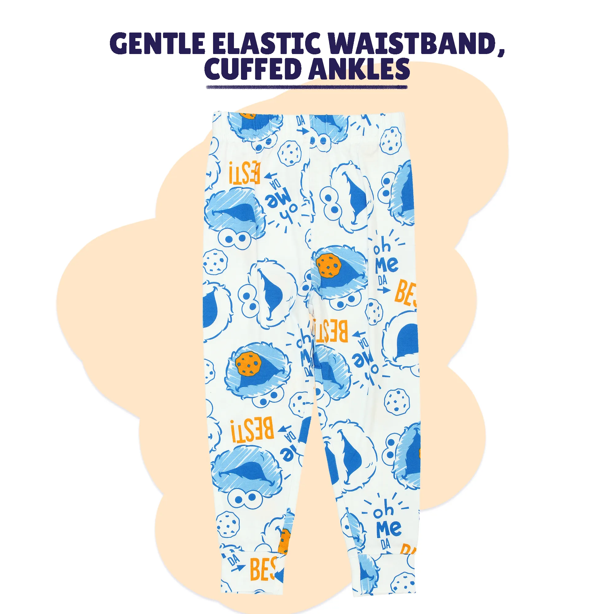 Sesame Street Cookie Monster Toddler Boys Long Sleeve Viscose Pajamas Set