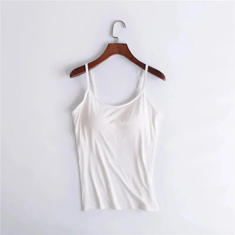 Sexy Tank With built-in bra Stretchy tight underwear no steel ring corset sling Sleeveless yoga sports casual T-shirt