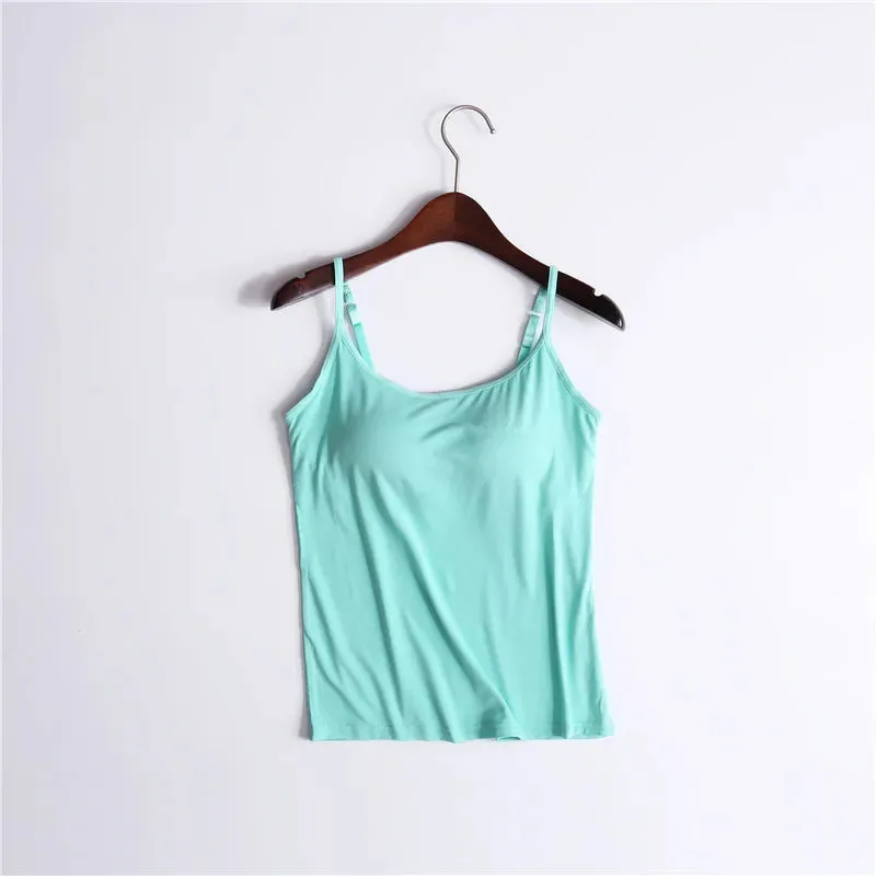 Sexy Tank With built-in bra Stretchy tight underwear no steel ring corset sling Sleeveless yoga sports casual T-shirt