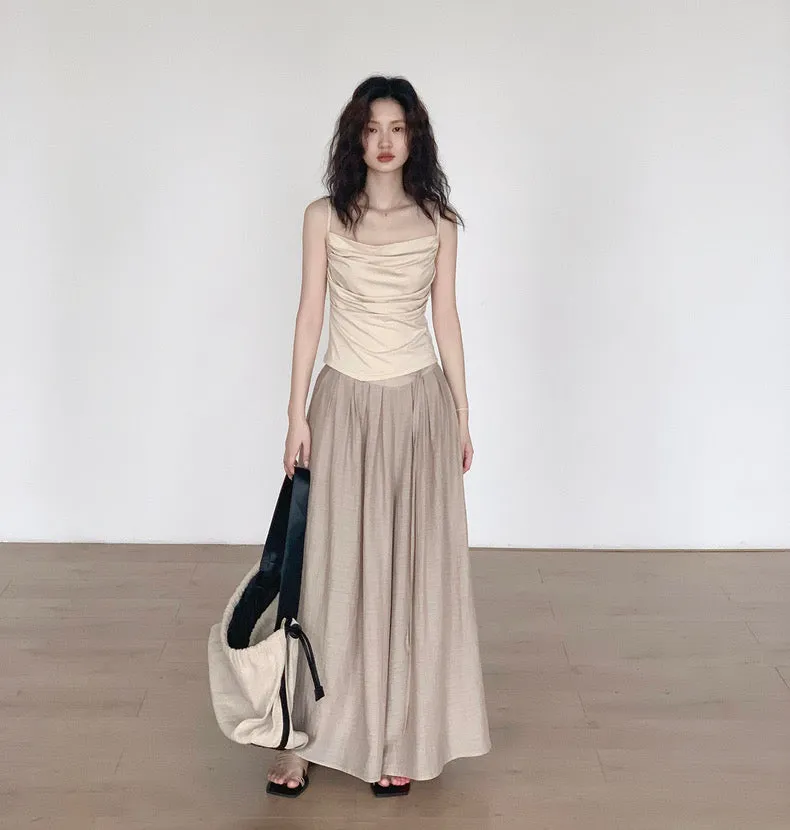 Shirring Cami Top in Beige