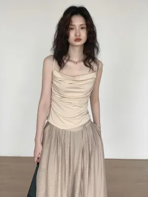 Shirring Cami Top in Beige