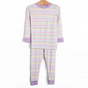 Snooze and Stripes Bamboo Pajama Set, Purple