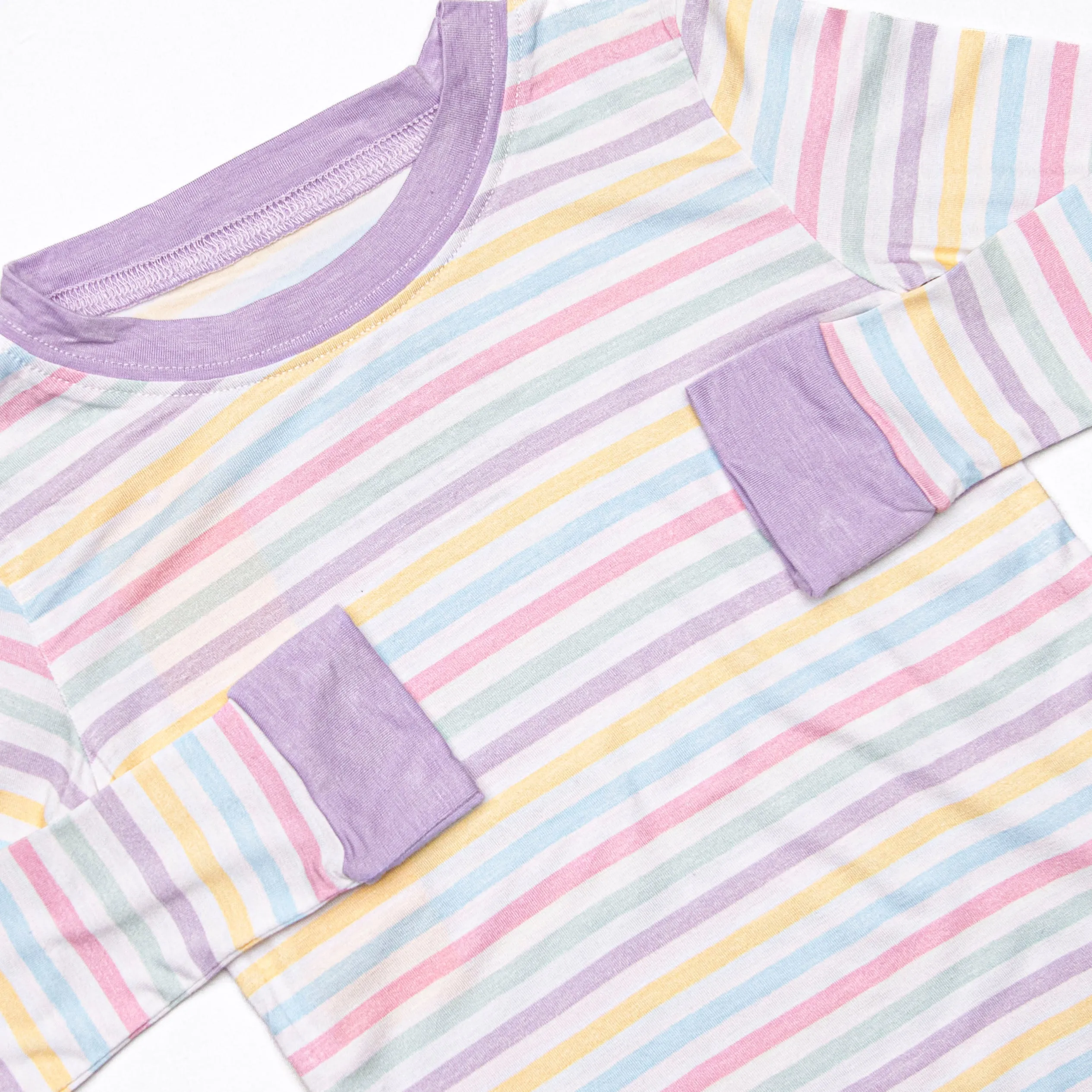 Snooze and Stripes Bamboo Pajama Set, Purple