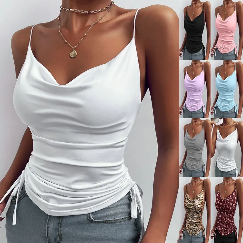 Spaghetti Strap Tops V-neck Camisole Summer Shirts