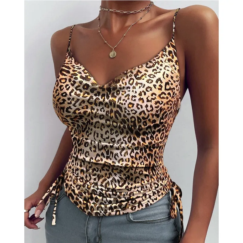 Spaghetti Strap Tops V-neck Camisole Summer Shirts