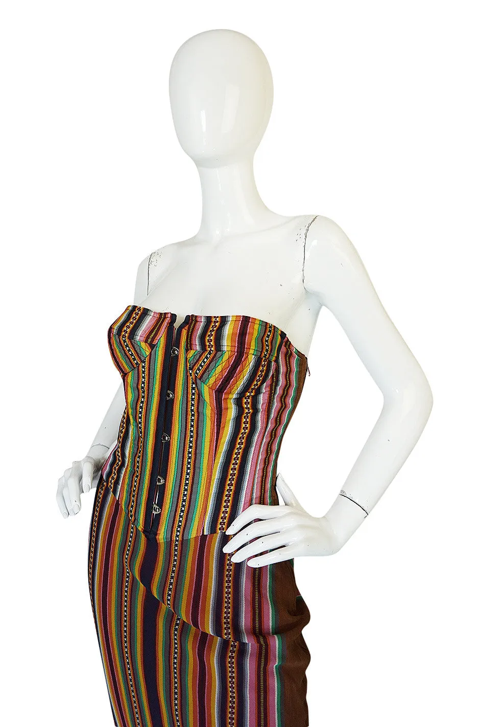 S/S 2002 Galliano for Christian Dior Striped Corset Dress