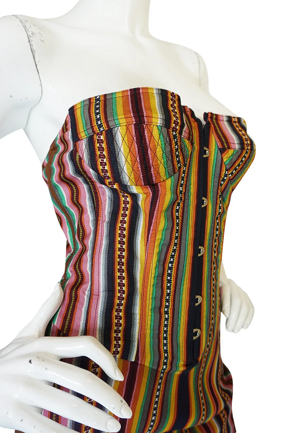 S/S 2002 Galliano for Christian Dior Striped Corset Dress
