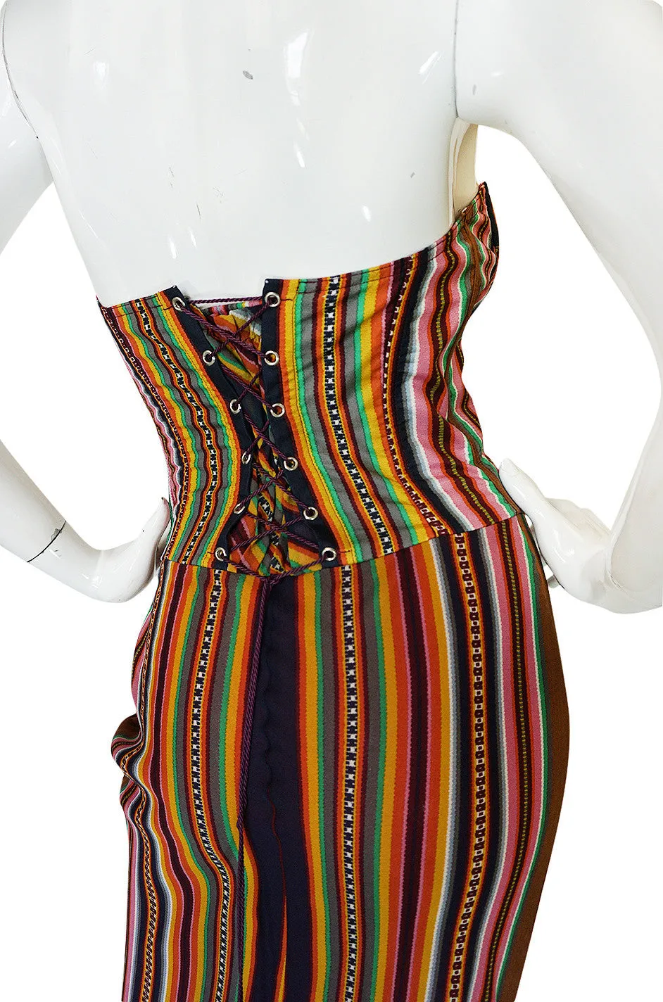 S/S 2002 Galliano for Christian Dior Striped Corset Dress
