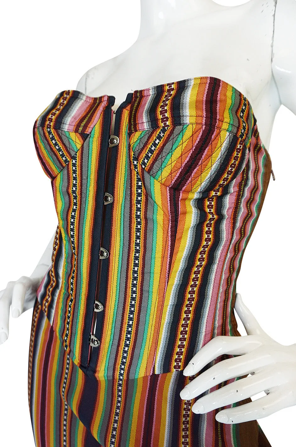 S/S 2002 Galliano for Christian Dior Striped Corset Dress