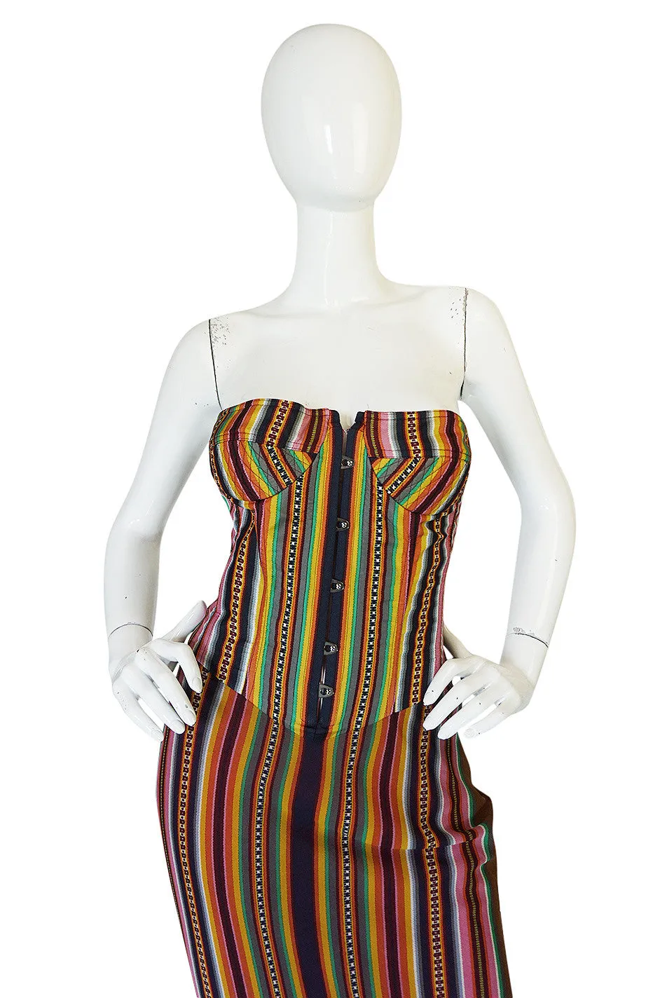 S/S 2002 Galliano for Christian Dior Striped Corset Dress