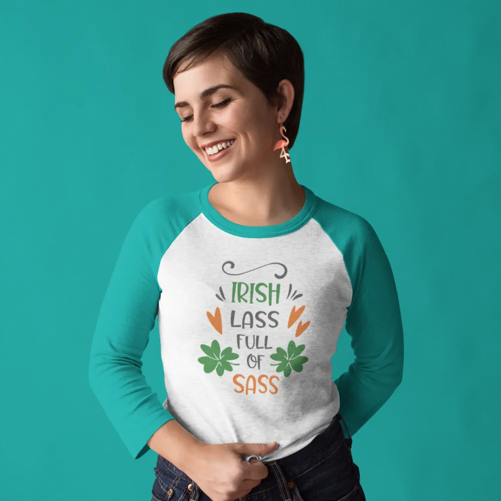 St. Patrick's Day Woman's 3/4" Raglan Tee Shirt - Irish Lass