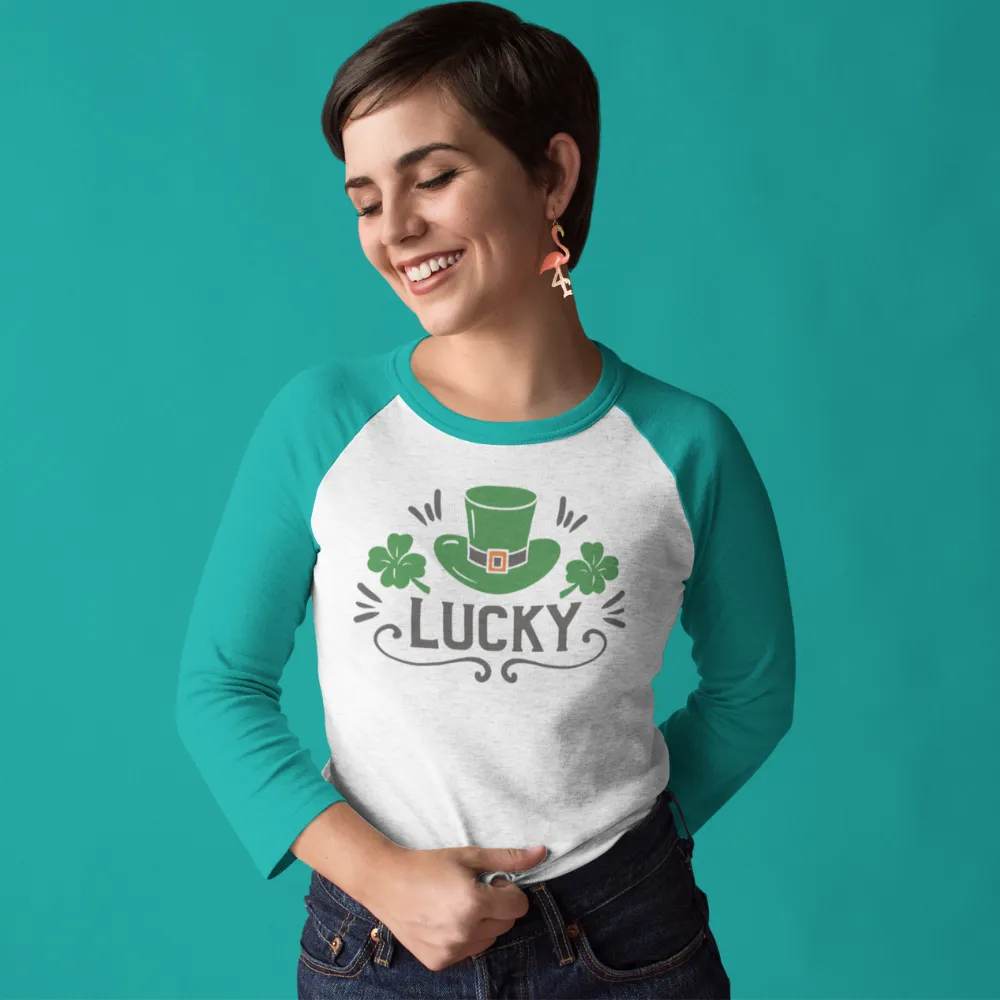 St. Patrick's Day Woman's 3/4" Raglan Tee Shirt - Lucky