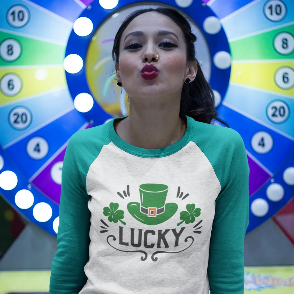 St. Patrick's Day Woman's 3/4" Raglan Tee Shirt - Lucky