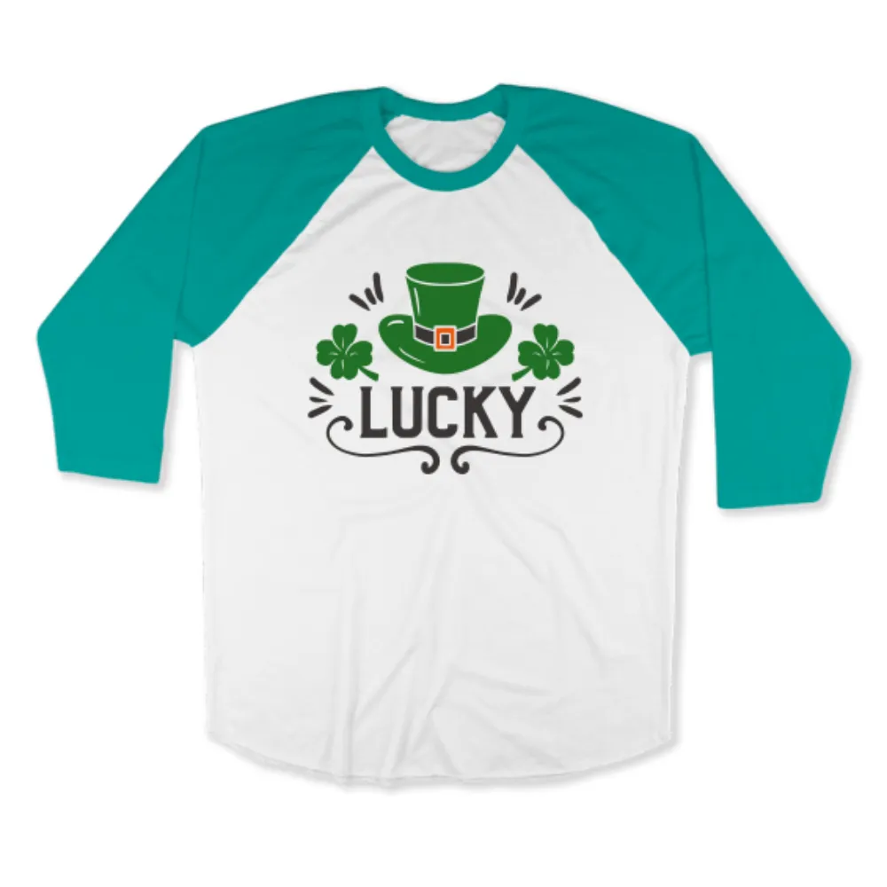 St. Patrick's Day Woman's 3/4" Raglan Tee Shirt - Lucky
