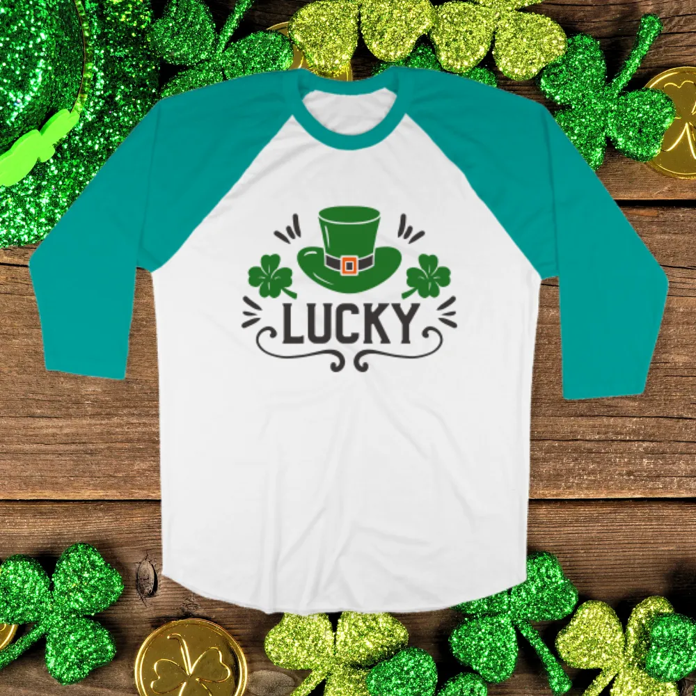 St. Patrick's Day Woman's 3/4" Raglan Tee Shirt - Lucky