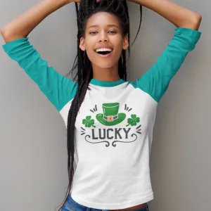 St. Patrick's Day Woman's 3/4" Raglan Tee Shirt - Lucky