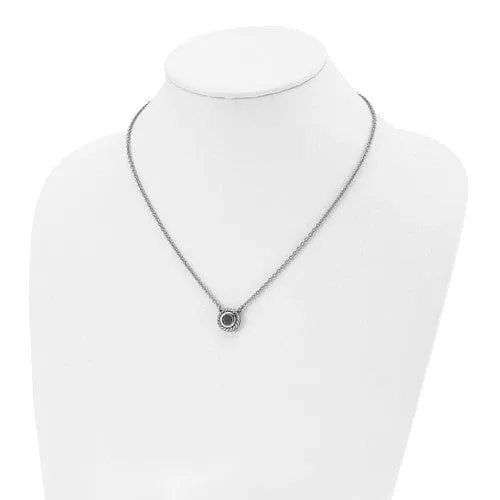 Stainless Steel Polish Black CZ Circle necklace