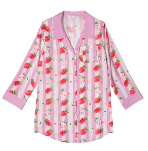Strawberries and Dream Striped Sleep Shirt