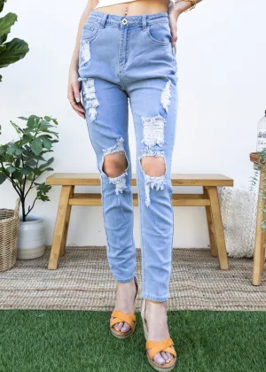 Stretch Skinny Distressed Jeans by Anna-Kaci