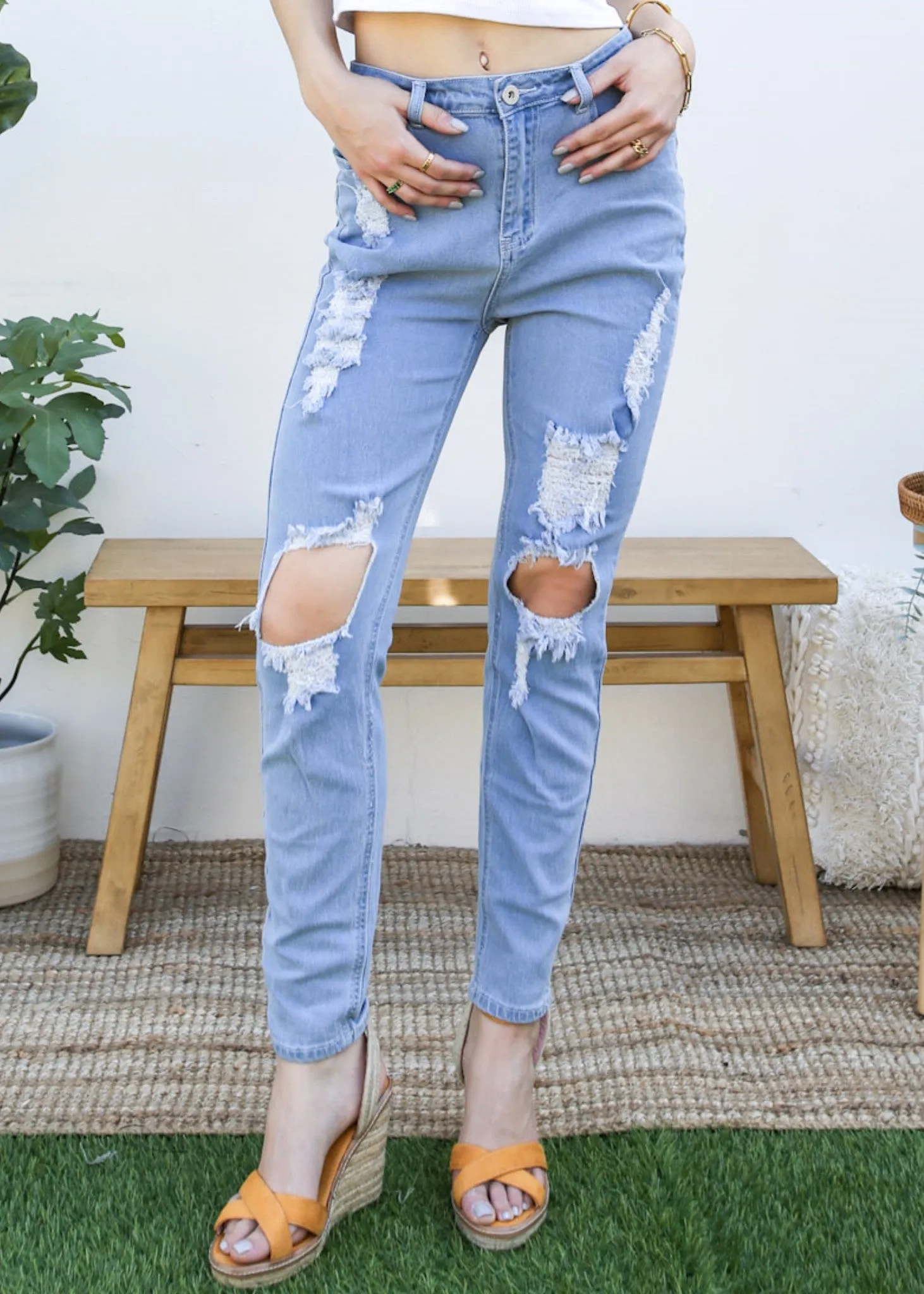 Stretch Skinny Distressed Jeans by Anna-Kaci