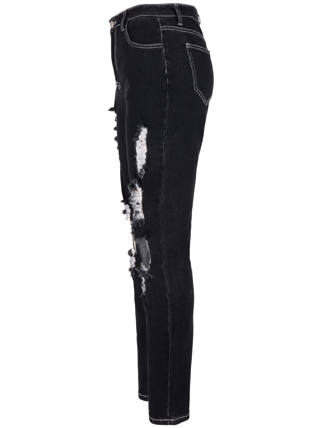 Stretch Skinny Distressed Jeans by Anna-Kaci
